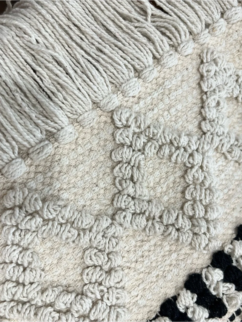 Handwoven Black and White Boho Wall Hanging